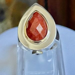 Elle sterling silver red agate ring with red agate accent size 7.25